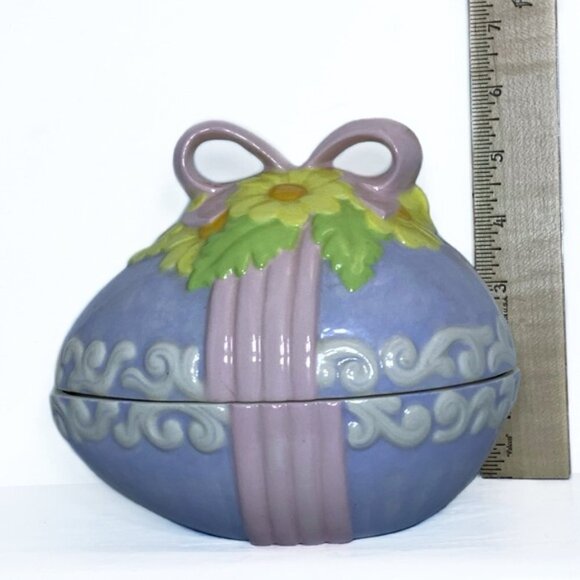 Vintage Hand Painted Easter Egg Candy Dish Trinket Dish Jar Functional Art 1981 - Picture 3 of 16